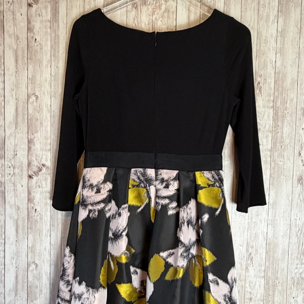 Adrianna Papell Formal Cocktail Dress Black Floral Ball Gown Skirt Size 6 - Picture 7 of 8